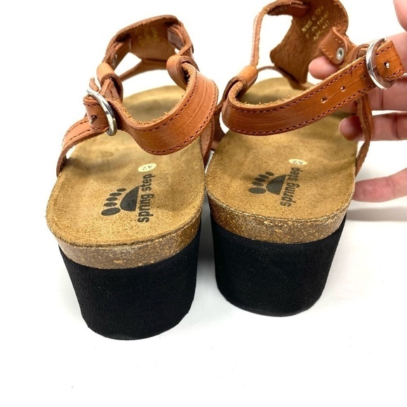 Spring Step Allium Tan Leather wedge sandals - Picture 5 of 9